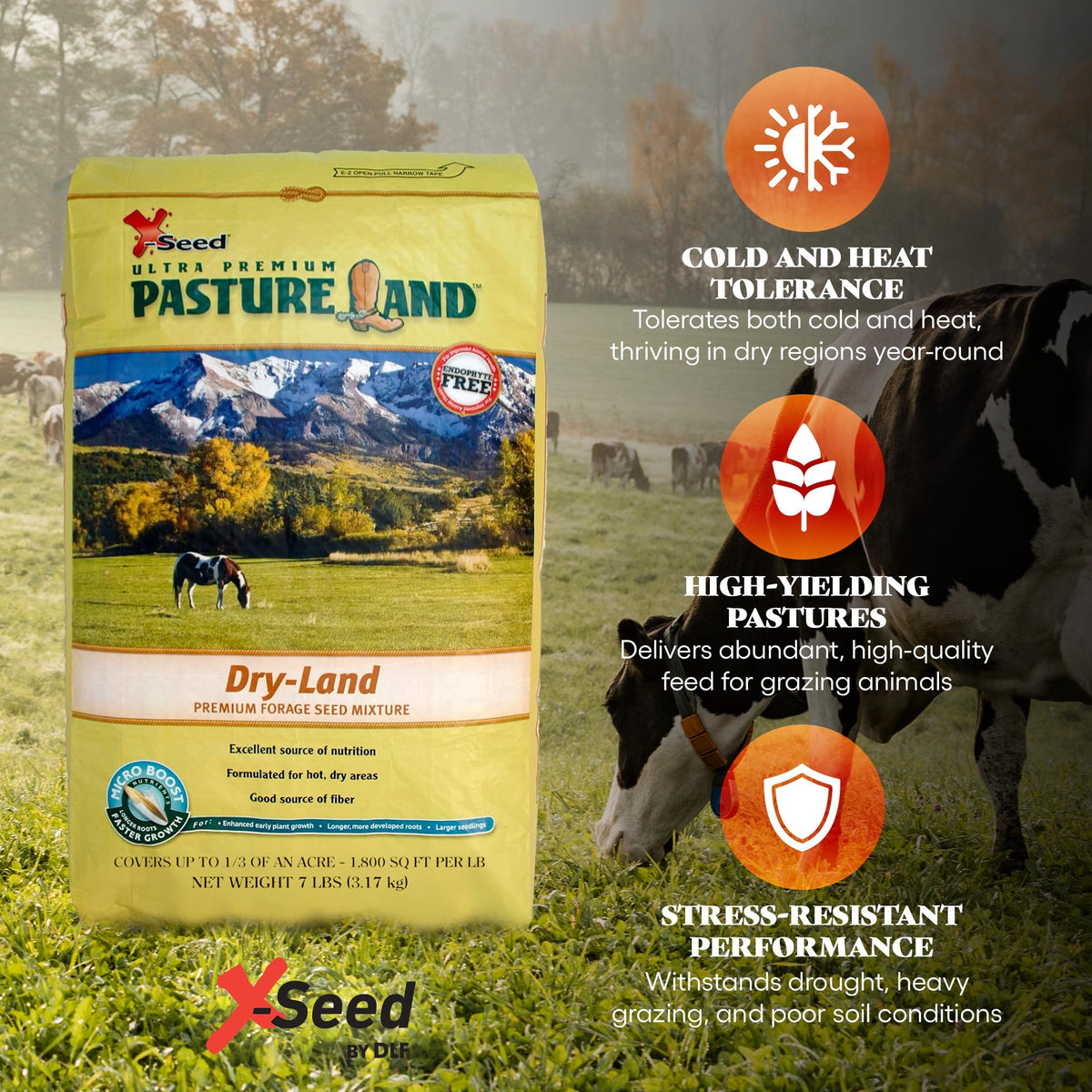 X-Seed 7-pound bag covers up to a quarter acre.