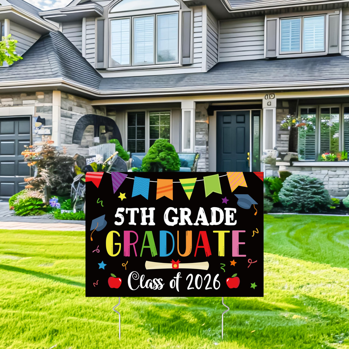 X1zuue bright cartoon graduation sign enhances party decor and photo backdrop.
