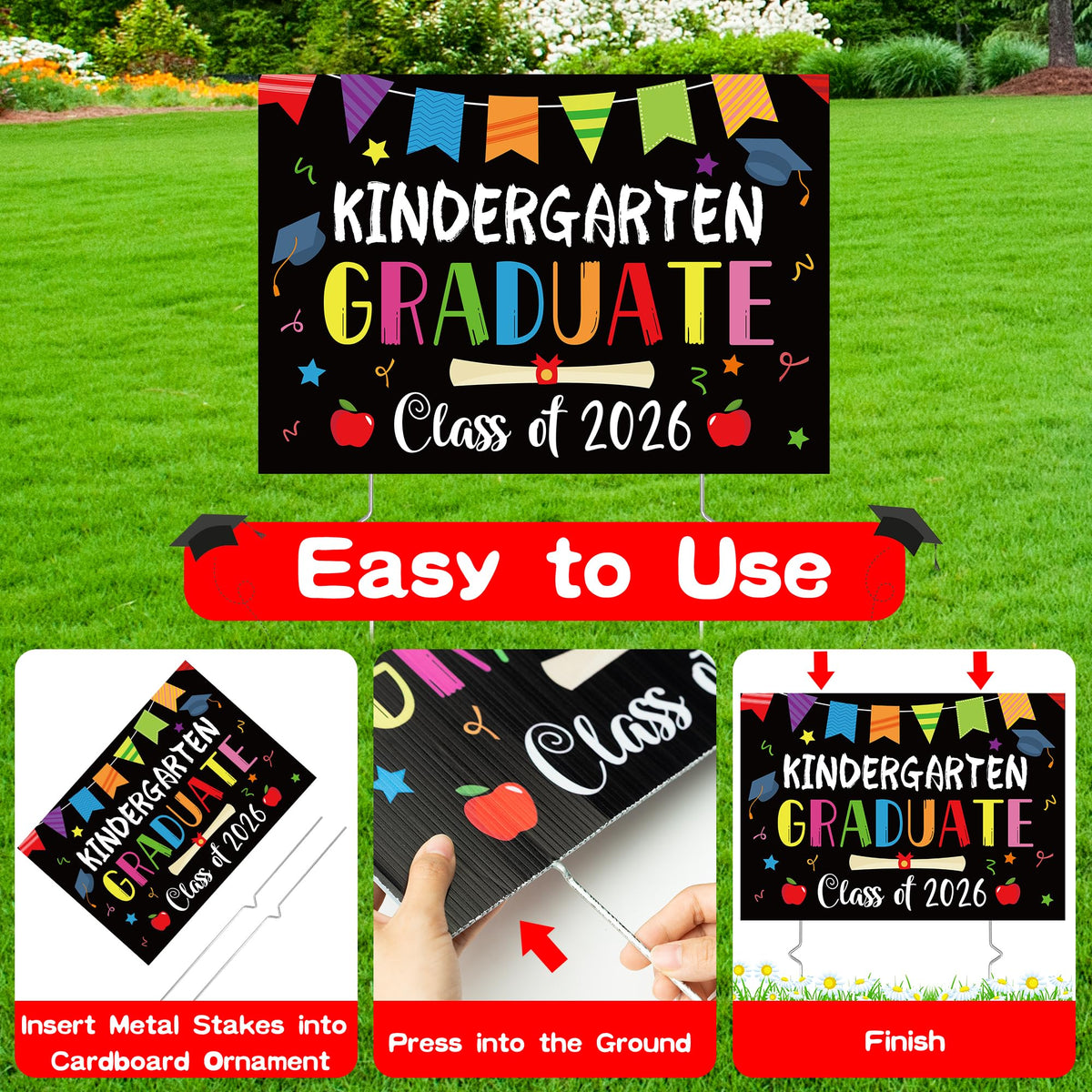 X1zuue Kindergarten Grad Yard Sign outdoor-weatherproof for year-round outdoor display