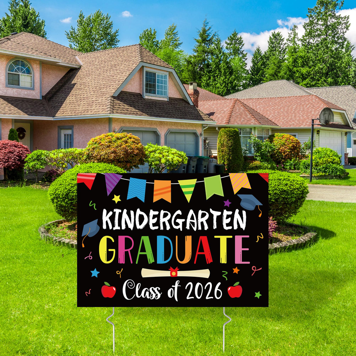 X1zuue Kindergarten Grad Yard Sign photo-backdrop ready for festive portraits