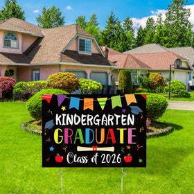 X1zuue Kindergarten Grad Yard Sign photo-backdrop ready for festive portraits