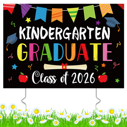 X1zuue Kindergarten Grad Yard Sign with stakes enables quick, eye-catching outdoor lawn display