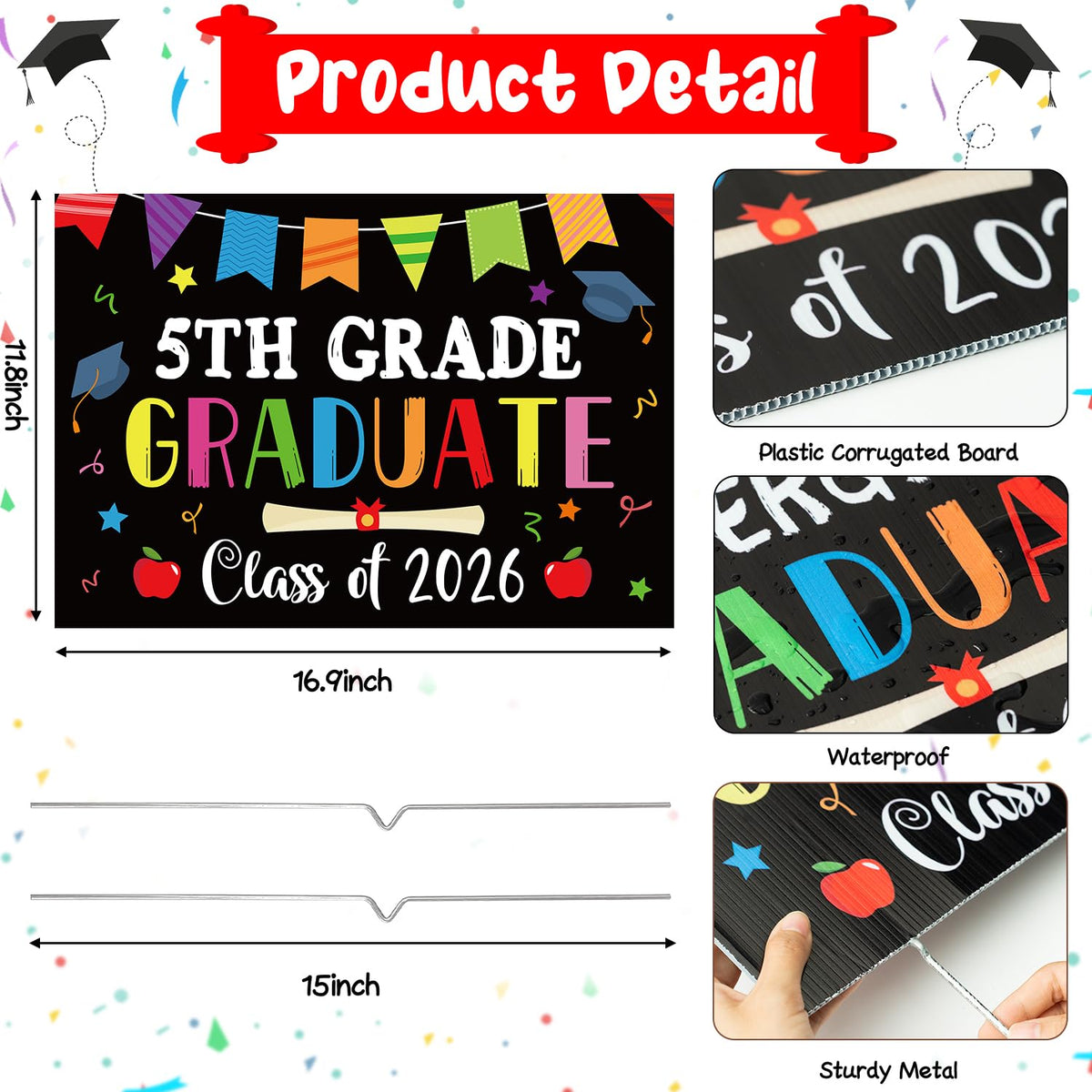 X1zuue waterproof yard sign for outdoor graduation displays that resist sun and rain.