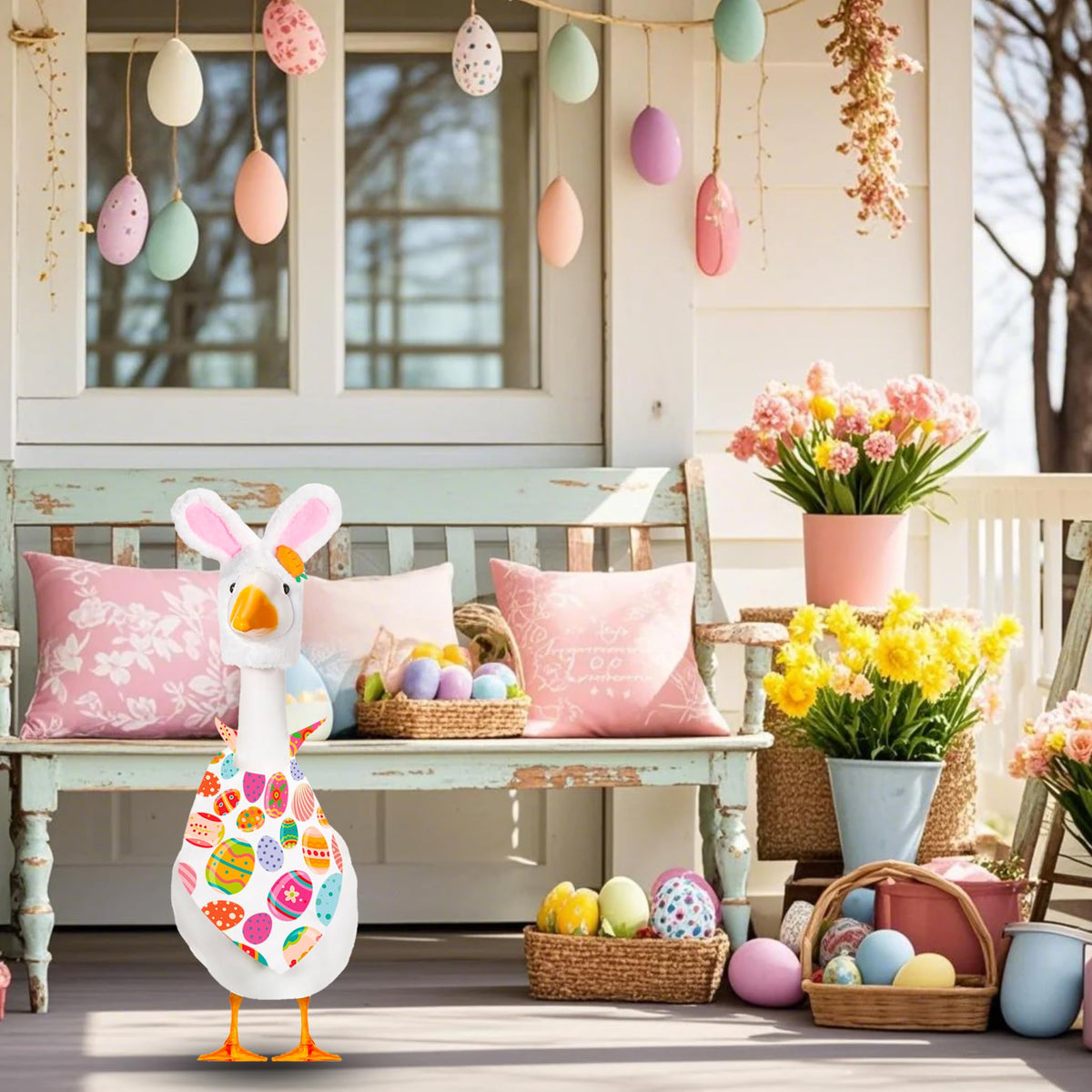 XAKNXGU Easter design featuring carrots and eggs enhances outdoor charm