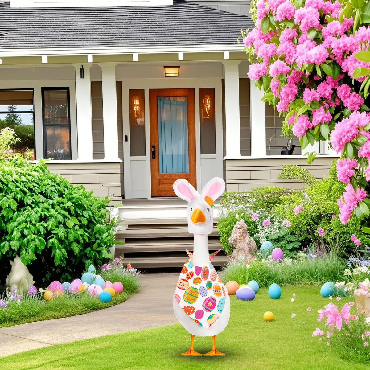 XAKNXGU pastel color scheme adds spring vibes to porch decor