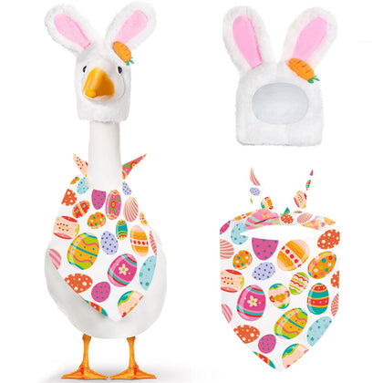 XAKNXGU spring porch goose outfit with egg bandana for festive lawn decor
