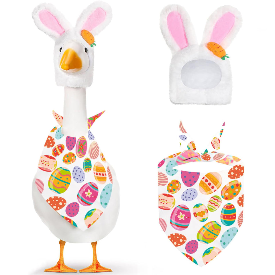 XAKNXGU spring porch goose outfit with egg bandana for festive lawn decor