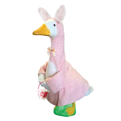 XAKNXGU pink dress goose outfit on a porch statue for Easter display
