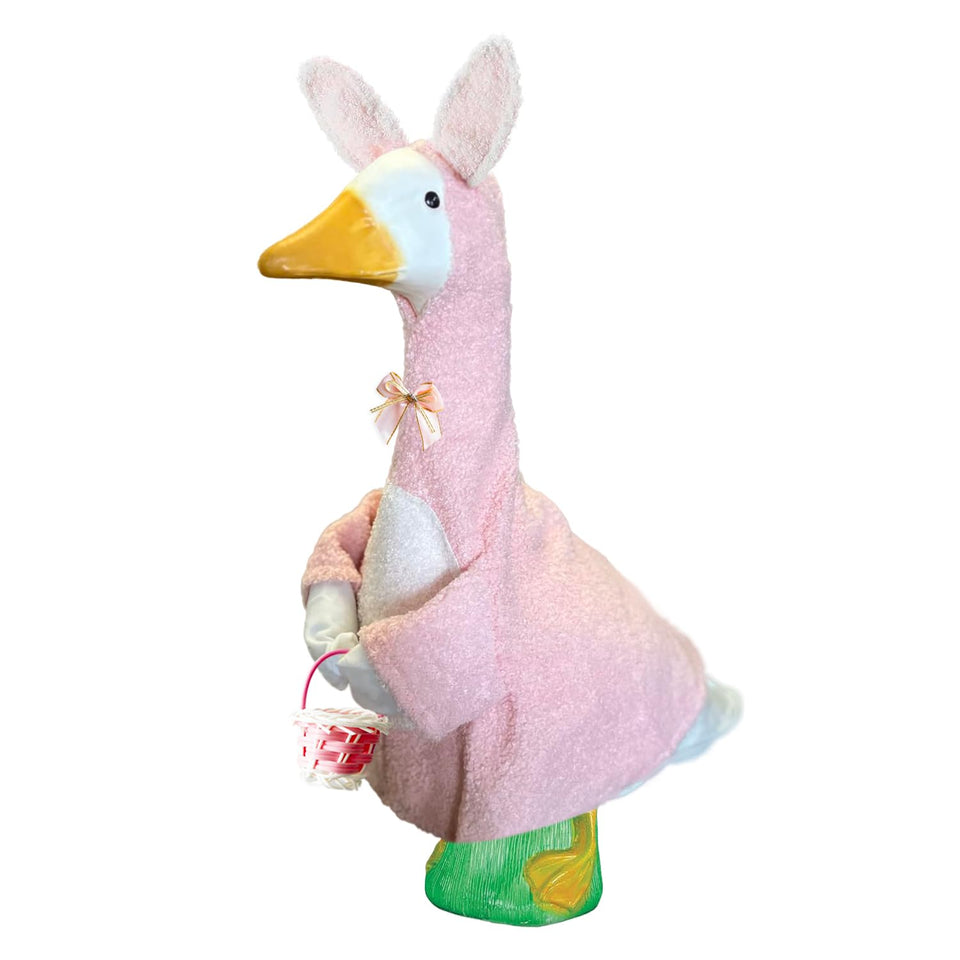 XAKNXGU pink dress goose outfit on a porch statue for Easter display