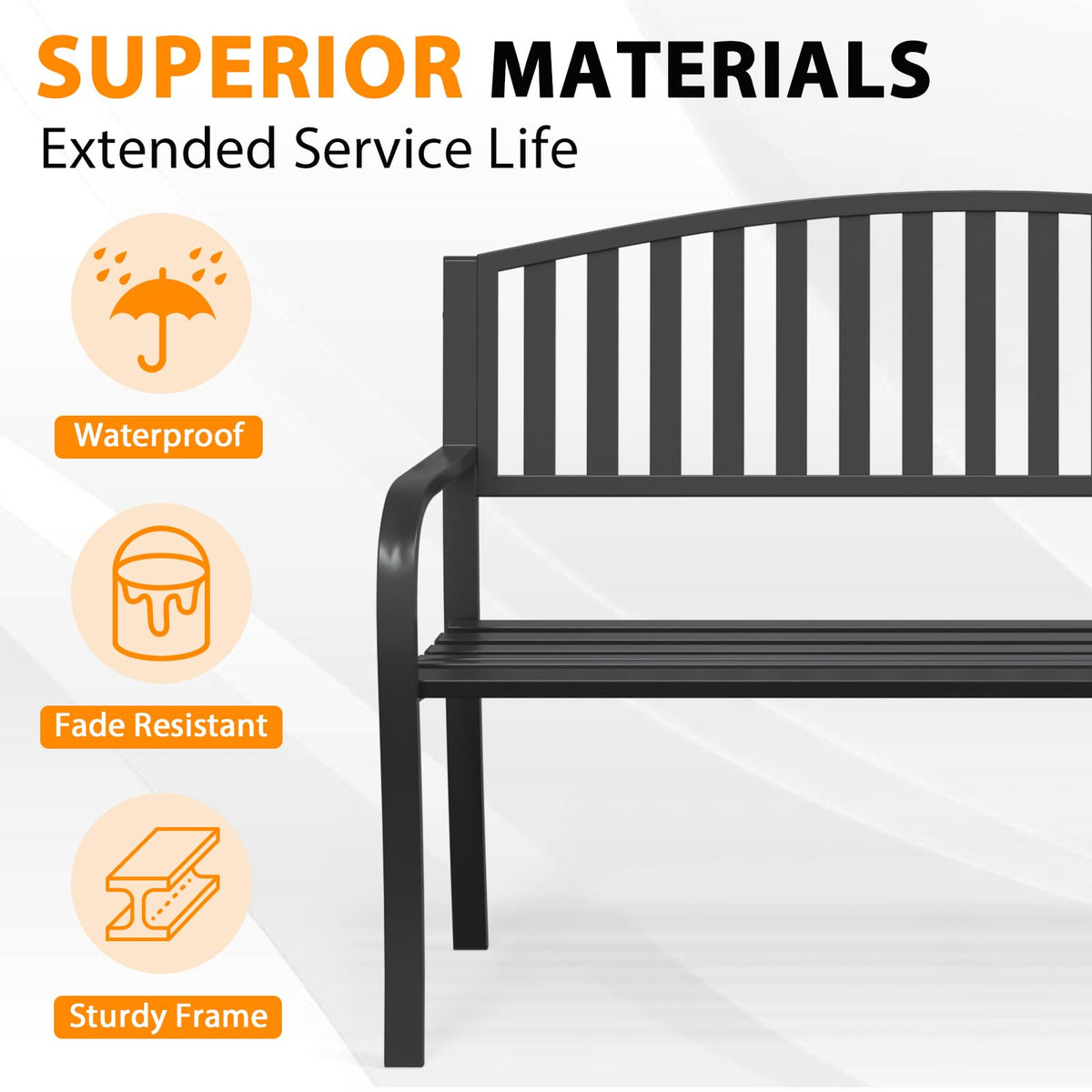 Xalvora outdoor bench backrest detail for comfort