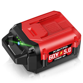 XAVITO Toro 60V battery front view highlights 5000mAh capacity for longer outdoor operation