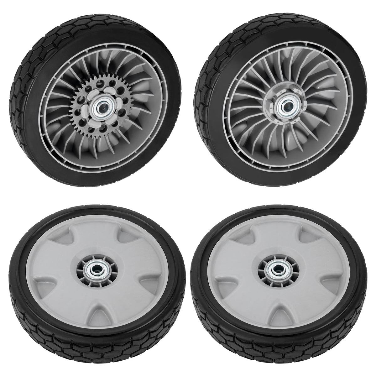 XaXmTee rear wheels replacement for HRX217 mower with improved traction.