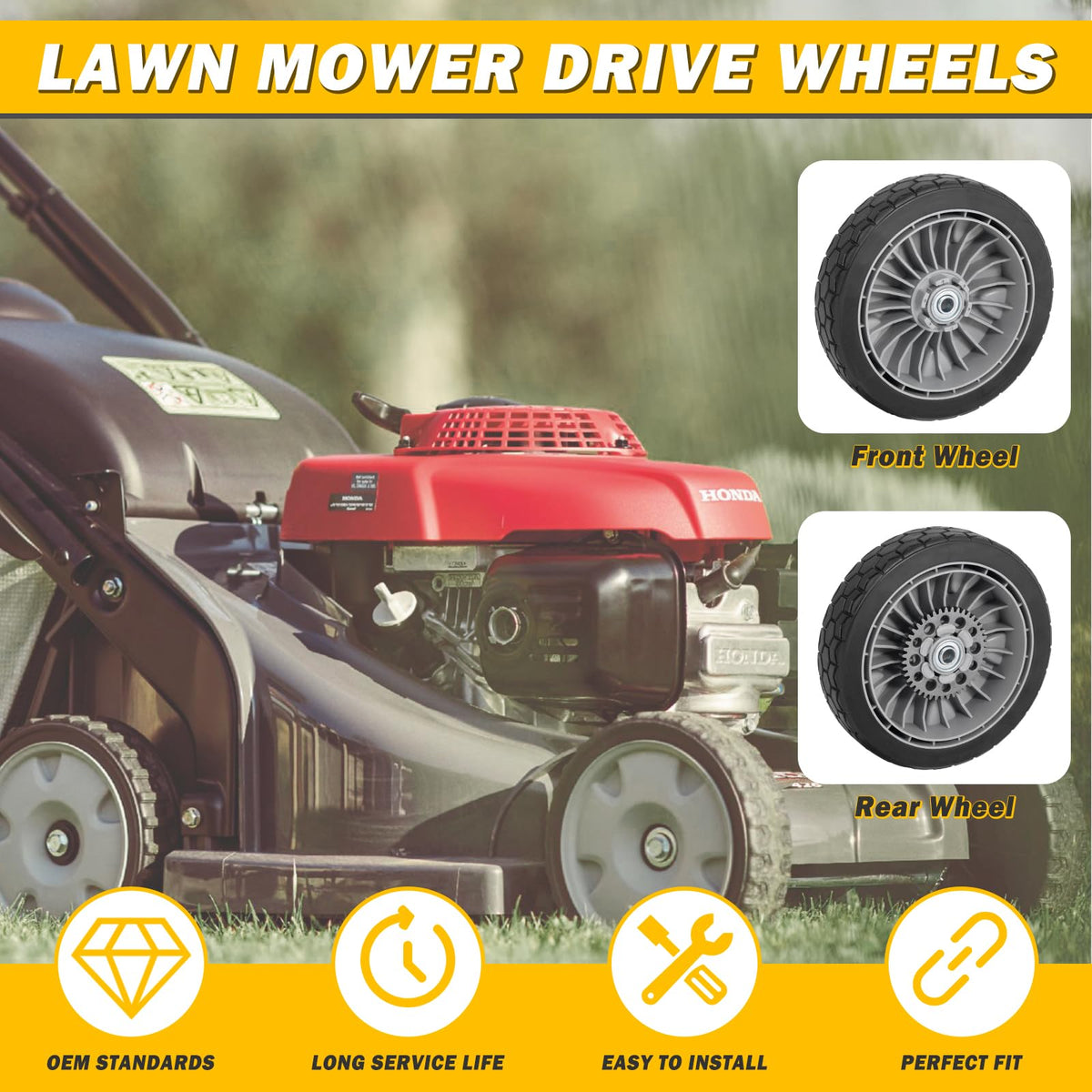 XaXmTee premium materials wheels for durable lawn mower replacements.