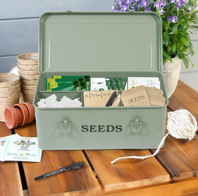 Xbopetda seed storage organizer comes with twenty plant labels for quick tagging.