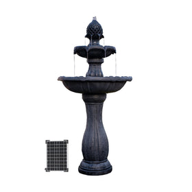 XBrand 44-inch solar fountain with two-tier cascade for tranquil outdoor spaces