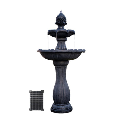 XBrand 44-inch solar fountain with two-tier cascade for tranquil outdoor spaces