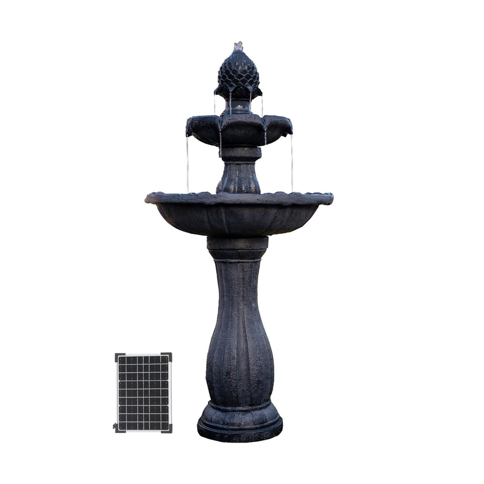 XBrand 44-inch solar fountain with two-tier cascade for tranquil outdoor spaces