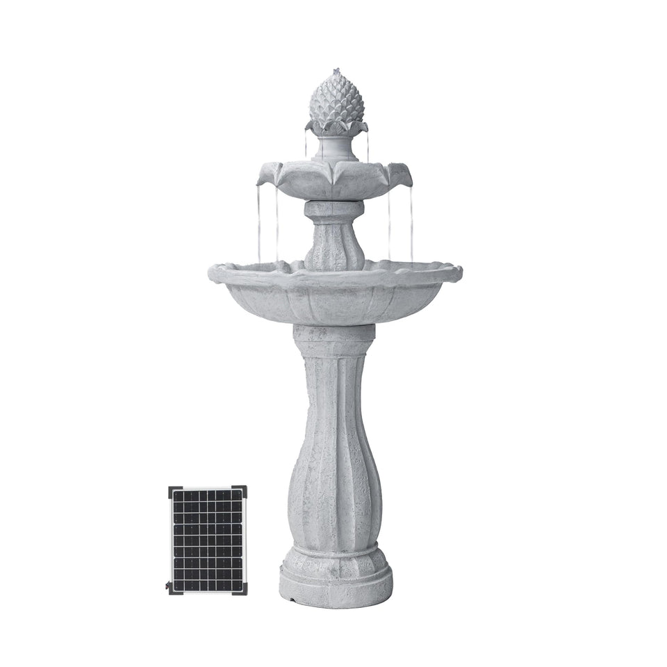 XBrand 44-inch tall white fountain adds an elegant outdoor water feature.