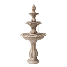 XBrand 51-inch three-tier fountain, front view, adds serene focal point to outdoor spaces.