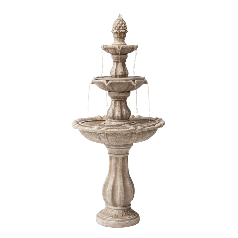 XBrand 51-inch three-tier fountain, front view, adds serene focal point to outdoor spaces.