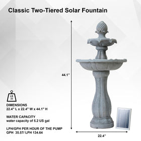 XBrand two-tier fountain design creates a soothing cascading water display.