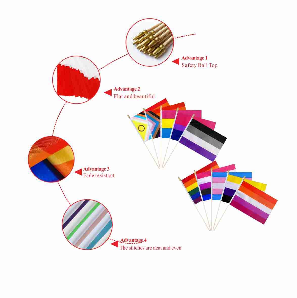 XCFH Pride Rainbow flags resist fading, keeping colors sharp in light rain.