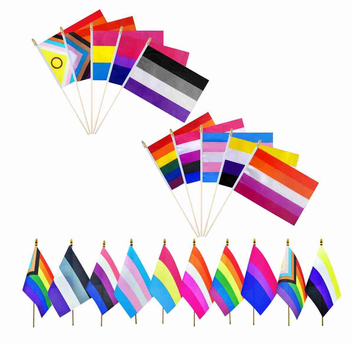 XCFH Pride Rainbow stick flag, 5x8 inch, vivid colors for easy hand-held celebrations.
