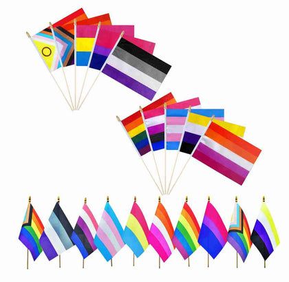 XCFH Pride Rainbow stick flag, 5x8 inch, vivid colors for easy hand-held celebrations.