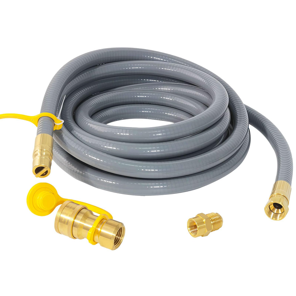 XCHQGC 15ft natural gas hose with quick-connect for easy grill hookup