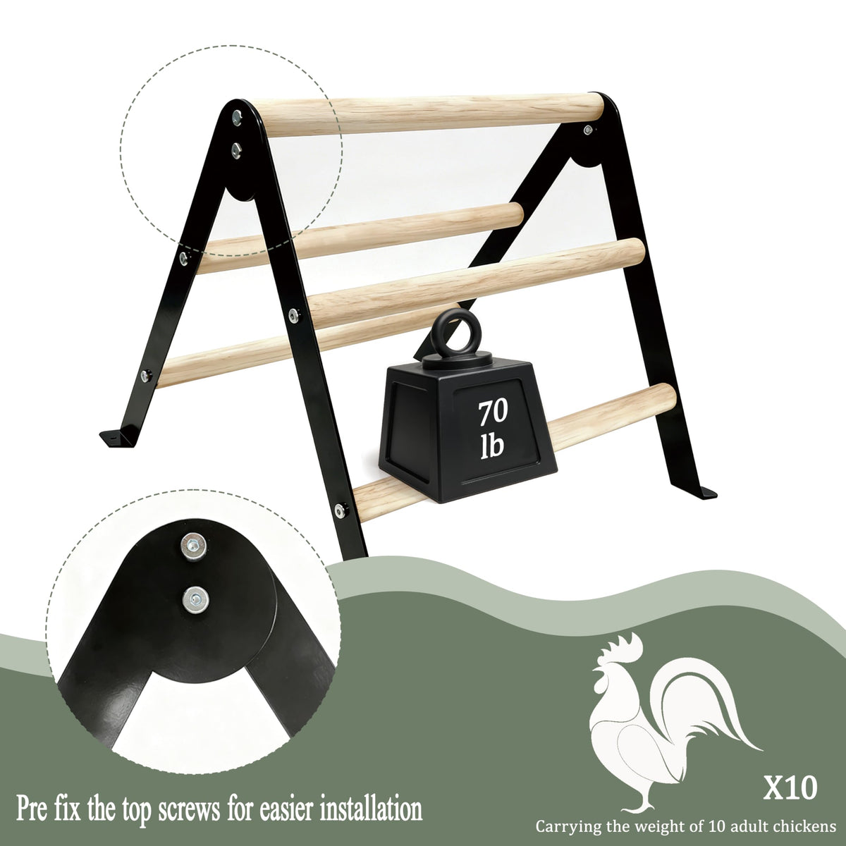 XCL Chicken Perch enrichment, promotes natural movement and activity.