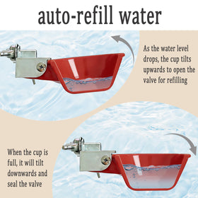 XCL Chicken Waterer Cups mounting hole opener included for quick setup.