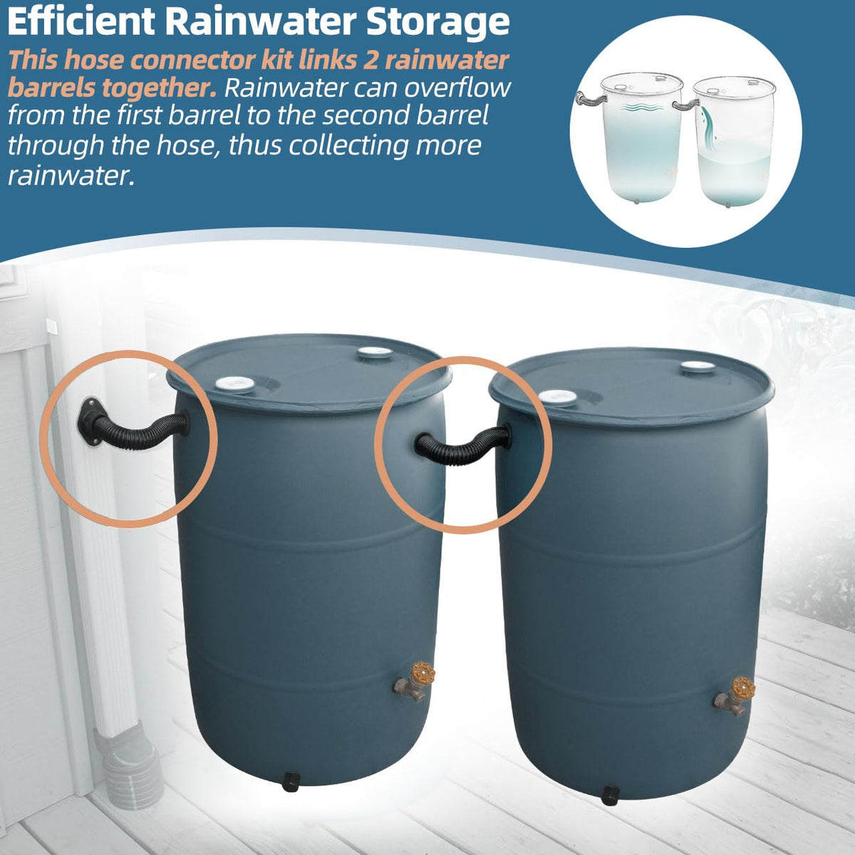 XCWT dual-barrel link hose enabling easy access to bigger rainwater stores.