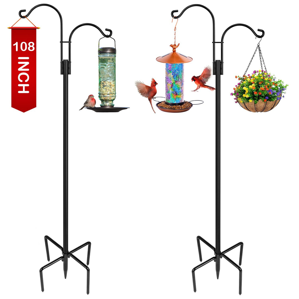 XDW-GIFTS Double Shepherds Hooks with dual-arm design for hanging lights and decor.