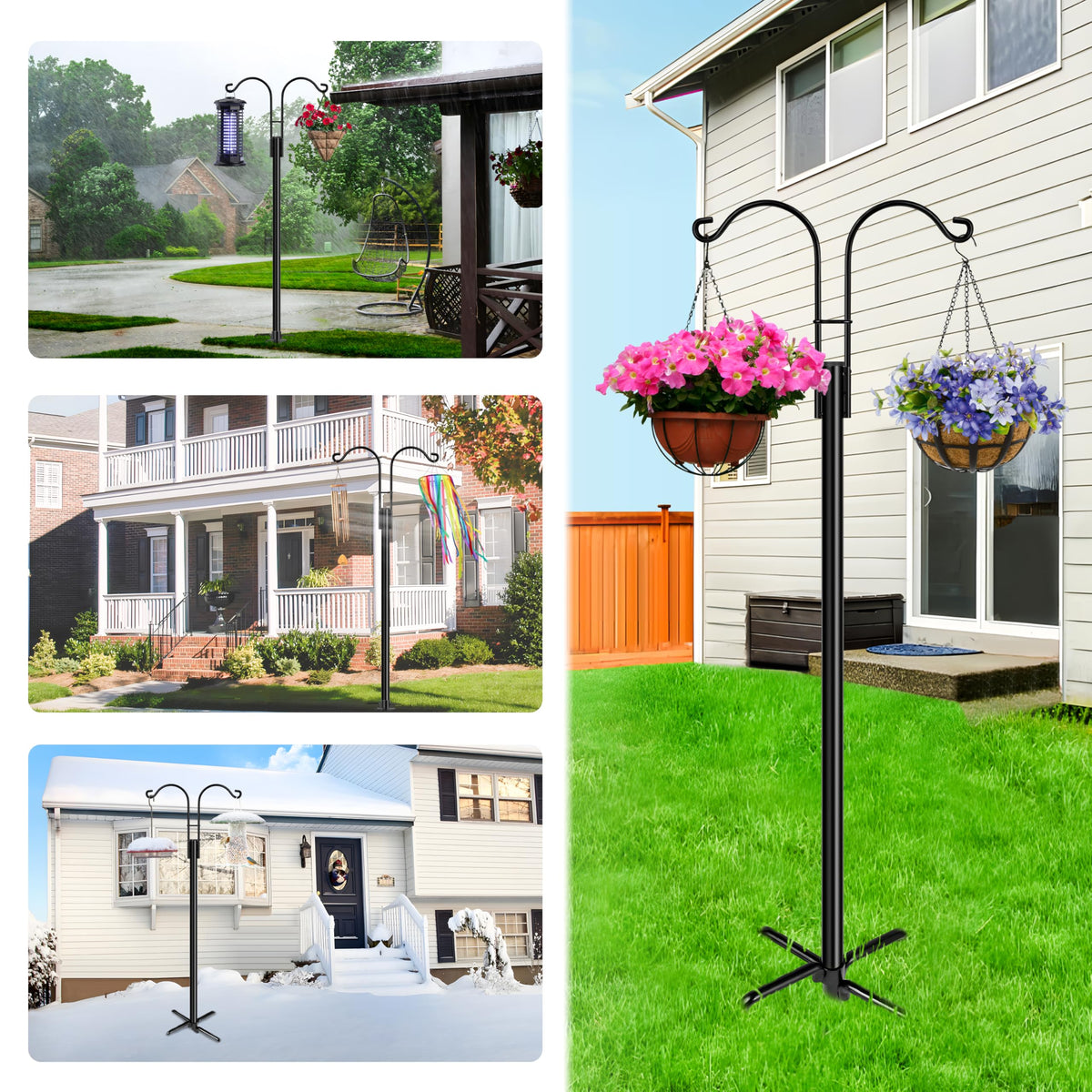 XDW-GIFTS outdoor bird feeder lantern hanger shows versatile hanging options in a garden.