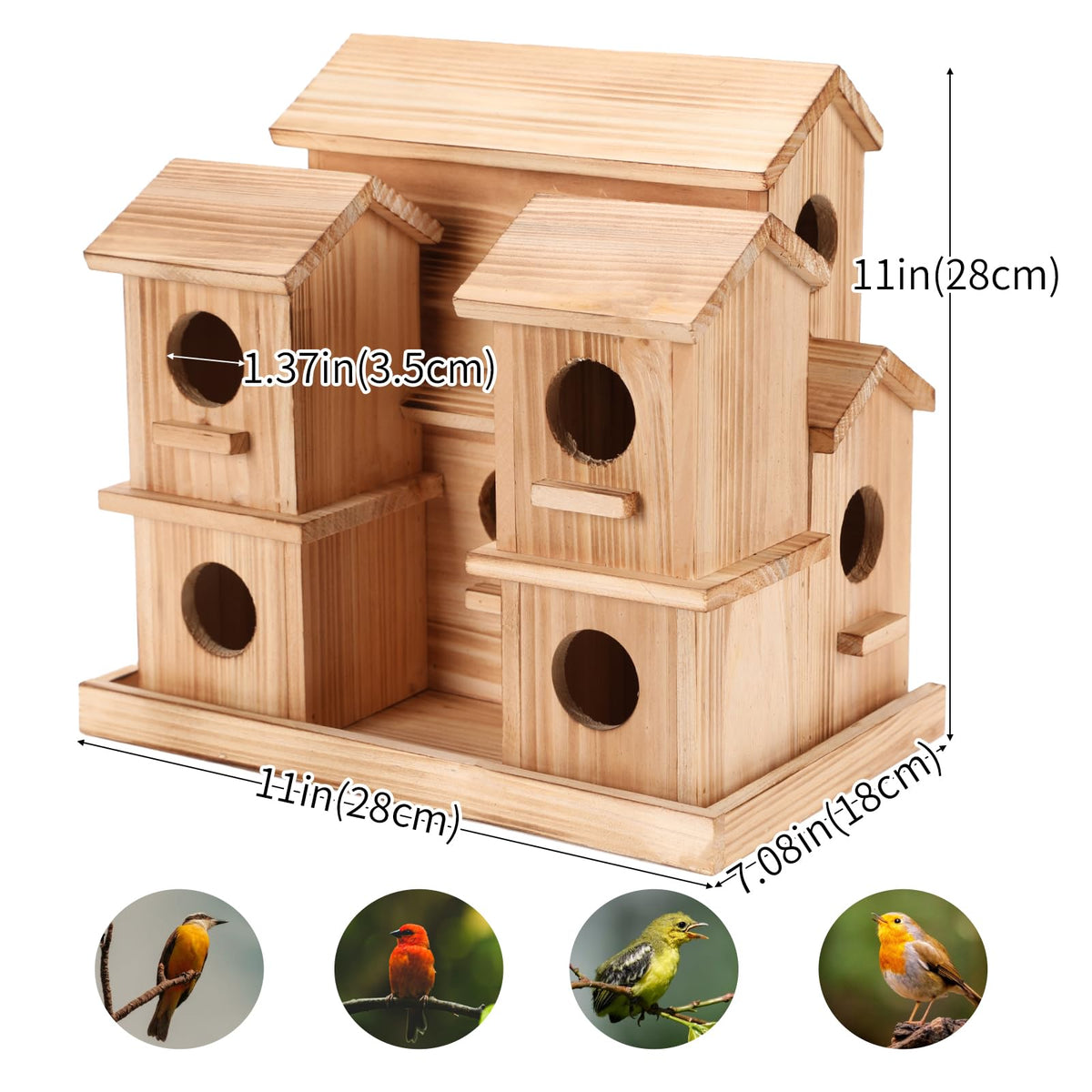 XDYGHH natural cedar bird house showing durable weather resistant construction