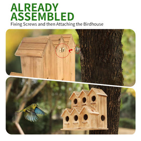 XDYGHH cedar wood bird house exterior with natural finish
