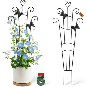 Xeeol plant trellis butterflies closeup highlights decorative, sturdy support for climbing plants.