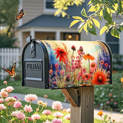 Xeerrfan mailbox cover front view with vibrant floral design for curb appeal