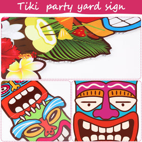 XEFINAL tiki yard sign Hibiscus flowers brighten summer celebrations.
