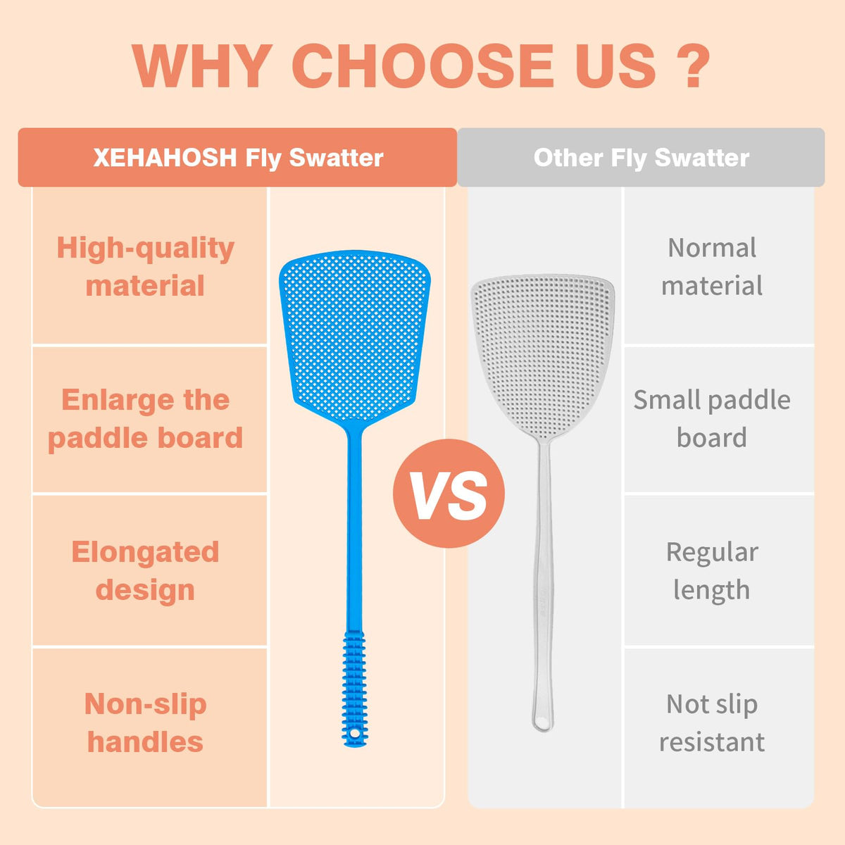 XEHAHOSH fly swatter color variety pack helps organization.