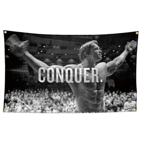 XEODE Arnold Schwarzenegger conquer flag 3x5 for bold wall decor and motivation