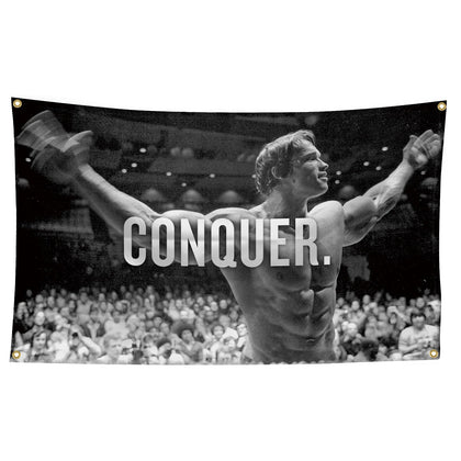XEODE Arnold Schwarzenegger conquer flag 3x5 for bold wall decor and motivation