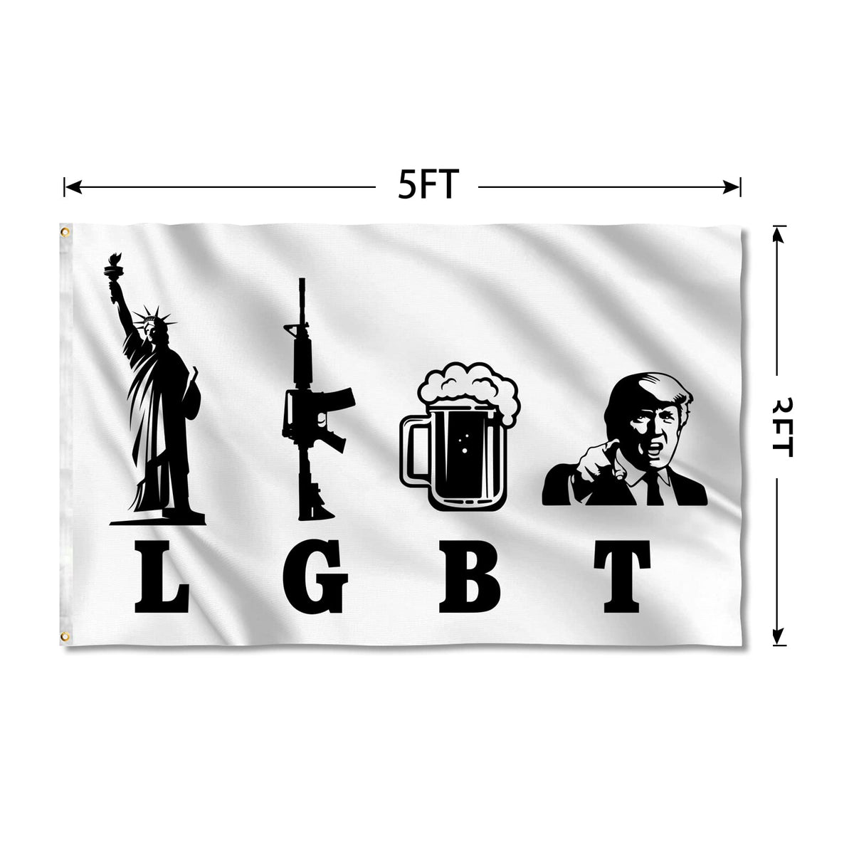 XEODE Liberty Guns Flag wide shot shows bold 3x5 design.