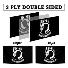 Xepaxon Pow Mia flag double-sided 3-ply construction visible from both sides