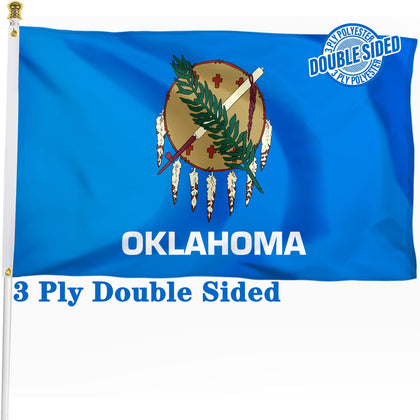 XIFAN Oklahoma flag front view shows bold print for outdoor display.