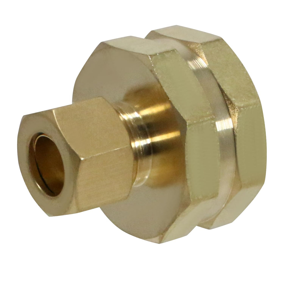 XFITTING brass adapter with 3/8in-OD compression end for secure potable water connections.