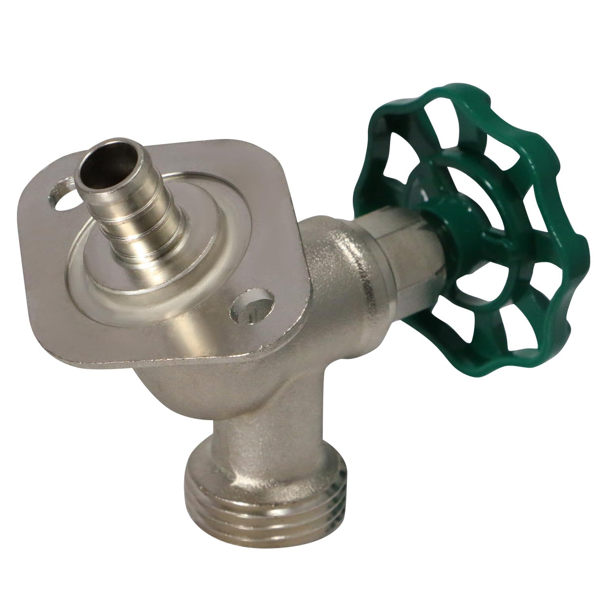 XFITTING brass sillcock with 3/4 GHT outlet for hose compatibility.