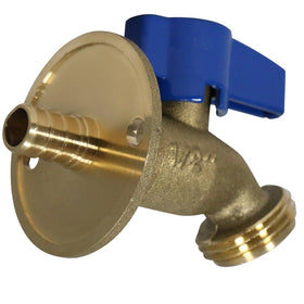 XFITTING PEX crimp hose bibb front view with stable flange for mounting.