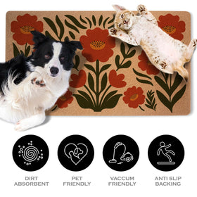 XFN Retro Poppy Doormat botanical design suits indoor or outdoor entries.
