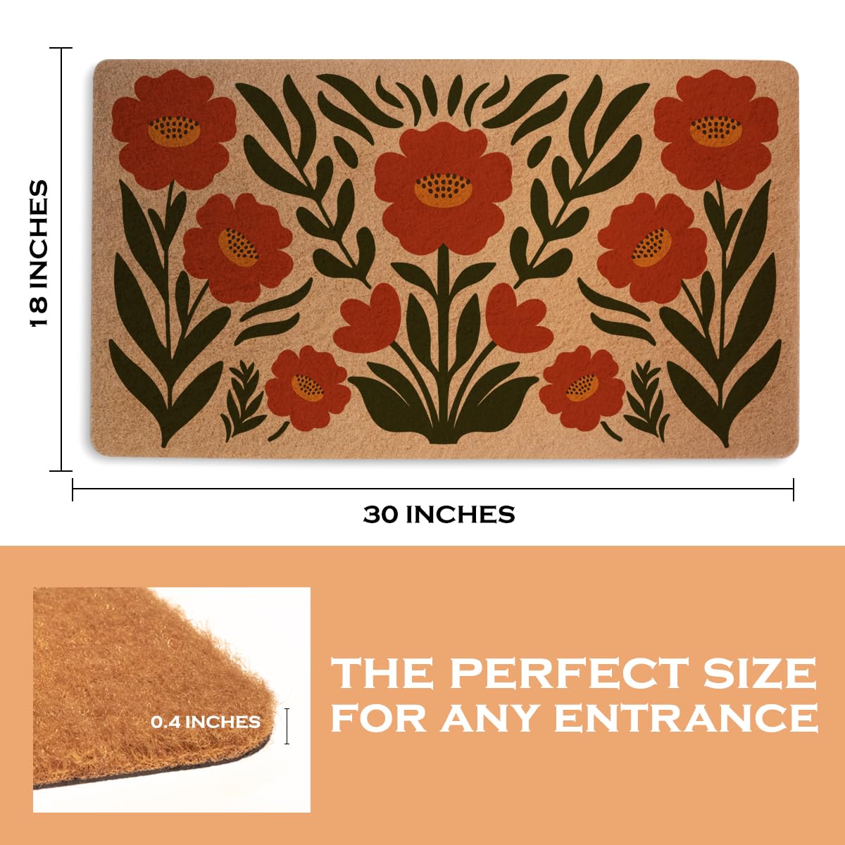 XFN Retro Poppy Doormat pet motif adds playful charm for busy entrances.